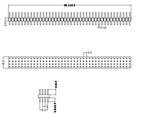 LL1011-7B 2.0MM 41PIN--440PIN四排直排針 四排排針 原始圖片2