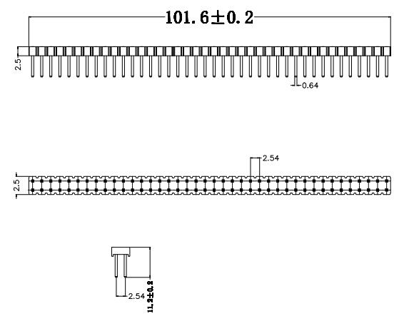 LL1009-2C 2.54MM 21PIN--240PIN雙排直排針 雙排直針 平頭