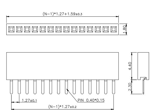 LL1018-1A 1.27MM 12PIN--140PIN單排直排母座 排針排母