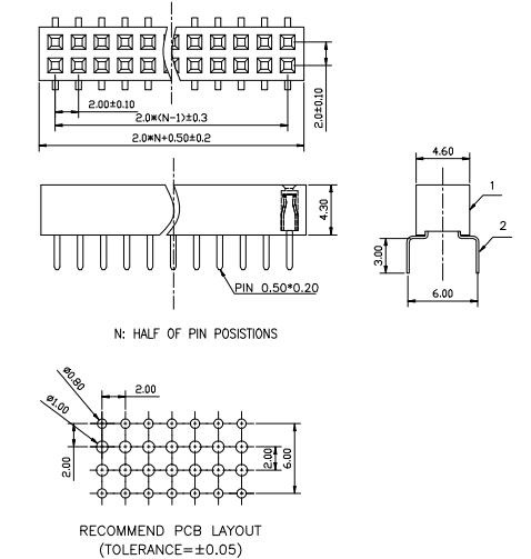 LL1017-11B 2.0MM 22PIN--240PIN雙排蜈蚣腳排母座