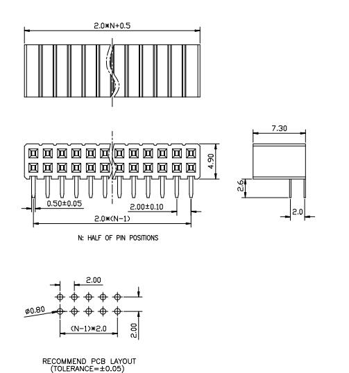 LL1017-6 2.0MM 22PIN--240PIN双排弯排母座 H=7.2MM