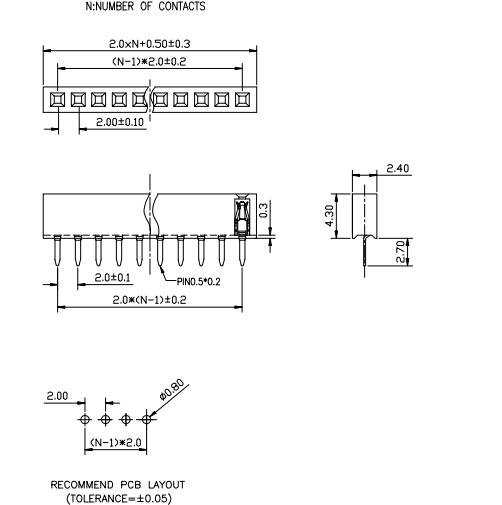 LL1017-1 2.0MM 12PIN--140PIN單排直排母 H=4.04.34.6原始圖片2