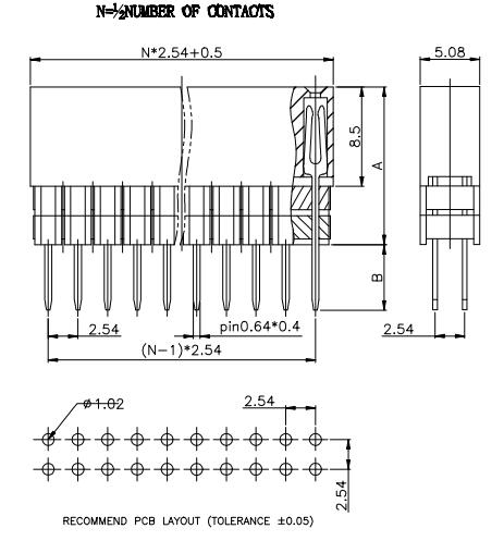 LL1016-1 PC104 2.54MM 22PIN--240PIN雙排加長排母 長腳排母