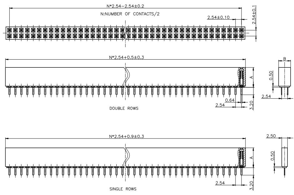 LL1014-2A 2.54mm 12PIN--140PIN單排直排母座 單排排母原始圖片2