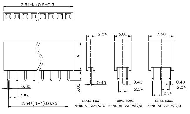 LL1014-1A 2.54MM 12PIN--140PIN單排直排母座 單排排母 排針排母 原始圖片2