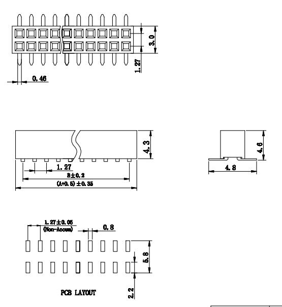 LL1018-5A 1.27MM 2*2PIN--2*40PIN雙排貼片排母座 排針排母