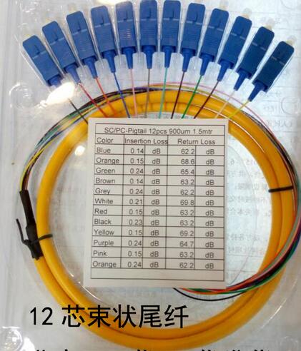 全新12芯SC束狀尾纖單模 FC束狀尾纖廠家直銷