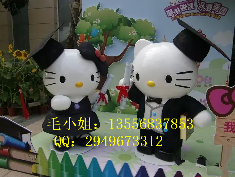 幼兒園卡通公仔雕塑玻璃鋼kt貓 hello kitty凱蒂貓雕塑