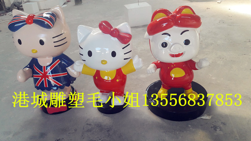 深圳行業(yè)資深卡通公仔玻璃鋼hellokitty貓雕塑廠家