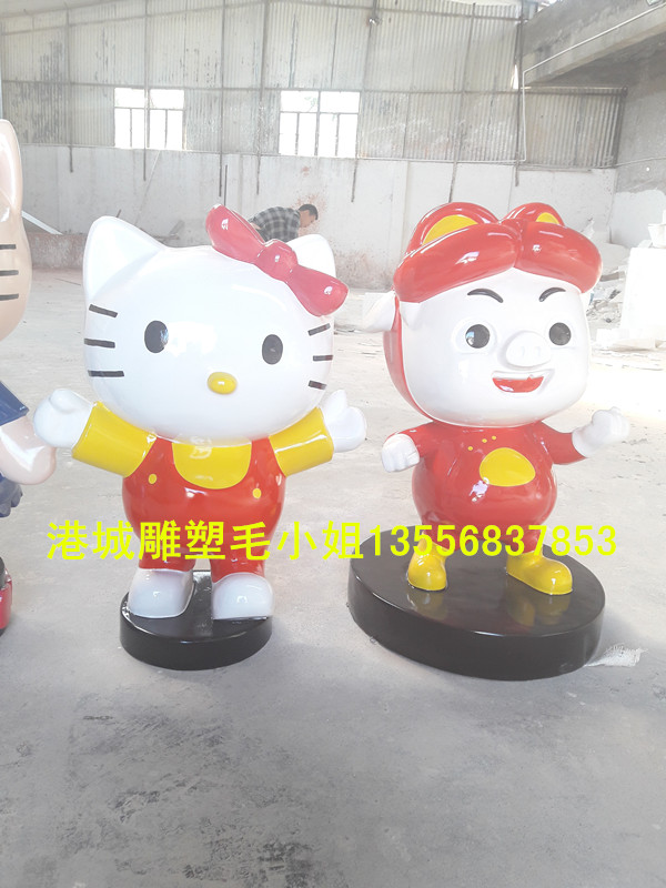 深圳行業(yè)資深卡通公仔玻璃鋼hellokitty貓雕塑廠家