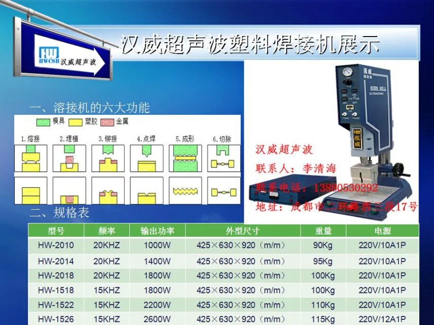 成都漢威超聲波設備承接塑膠產品超聲波焊接加工